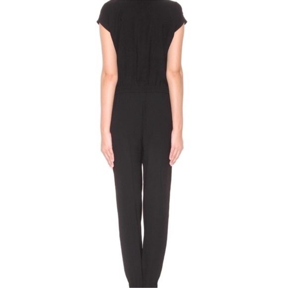 Vince Zip Front Jumpsuit in Black, Drawstring Waist - Picture 2 of 8
